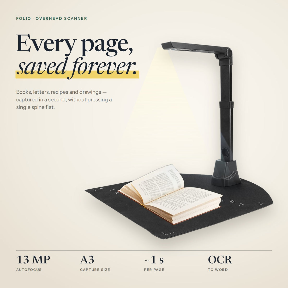 FOLIO overhead book scanner