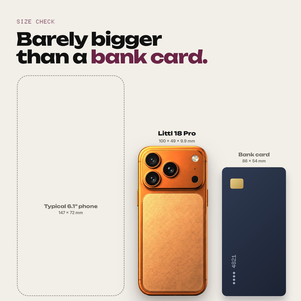 LITTL 18 Pro next to a bank card