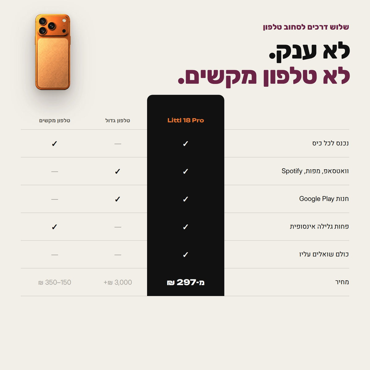 השוואה: Littl 18 Pro, טלפון גדול, טלפון מקשים