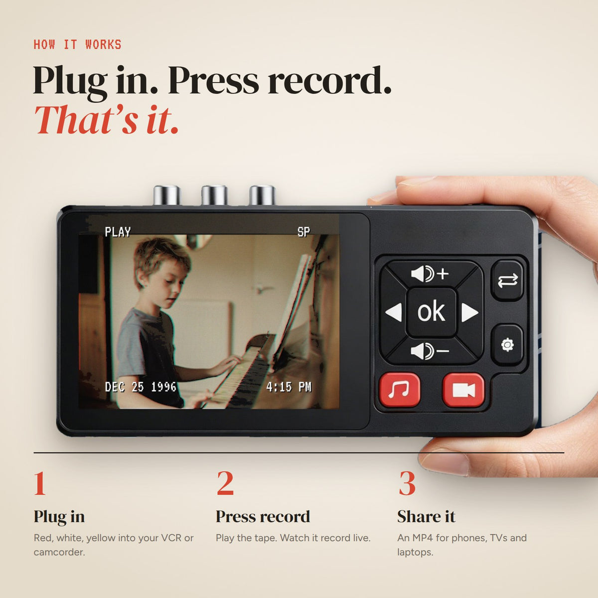 Plug in, press record - how REWIND works